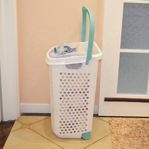 Cán Giặt <span class=keywords><strong>Hamper</strong></span> Container Bin Lưu Trữ Giỏ Container Lưu Trữ Bin Organizer Với Bánh Xe - Product Image 5