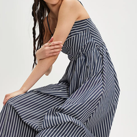 Usine Oem Robes d'été rayées sans manches de haute qualité Robe midi camisole longue en coton à bretelles spaghetti pour femmes