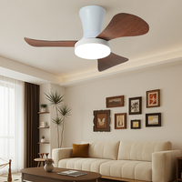 Ventilateur de plafond de 30 pouces avec lampe LED au design moderne en bois de noyer Télécommande à 6 vitesses Moteur à courant continu en fer pour le salon