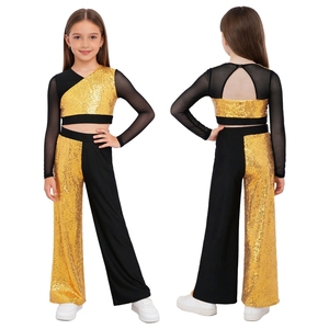 Trajes de Danza Lírica para Niñas de 6 a 16 Años, Conjunto de Top Corto y Pantalones para Danza Jazz, Actuaciones, Clases de Baile y Espectáculos - Product Image 2