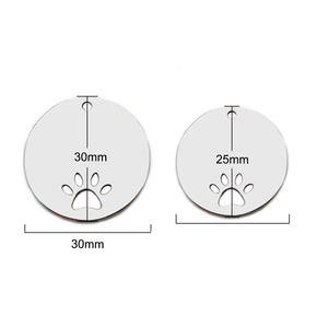 Etiqueta de nombre de identificación de Mascota de 2,5/3 CM, pata de perro calada interior redonda, acero inoxidable, grabado personalizado, placa de identificación de gato, colgante, joyería - Product Image 6