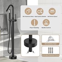 Chrome Autoportant Monté Sur Pied Baignoire Cae Robinet Robinets Contemporain Autonome Baignoire Robinet En Laiton