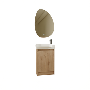 Meuble-lavabo autoportant avec vasque, portes à fermeture douce de 23 pouces, meuble en bois contemporain moderne, miroir sans cadre inclus - Product Image 1