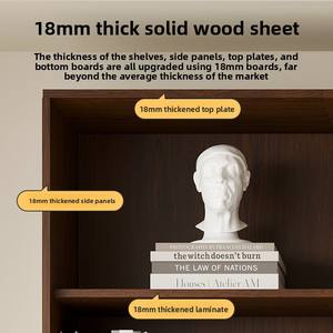 Semplice moderno da studio per soggiorno libreria in legno massello in legno di quercia in colore noce con porta in vetro - Product Image 3