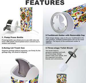 Juego de accesorios de baño, 6 piezas, objetos decorativos tradicionales mexicanos, <span class=keywords><strong>Talavera</strong></span> para encimera, decoración Bohemia - Product Image 5