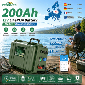 CERRNSS EU Stock Batería Portátil Solar para RV con Bluetooth 12V 100Ah 150Ah 300Ah LiFePO4, Paquete de Baterías de Iones de Litio Metálicas 24V 200AH - Product Image 1