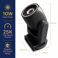 Luz Láser de Cabeza Móvil RGB de 10W a Todo Color con Anillo LED, 37 LEDs RGB 5050, Escáner 25K ILDA DMX512 para Escenario y Bar