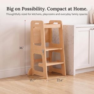 4-in-1 Foldable <b>Tower</b> - Toddler Step Stool with Chalkboard, Desk and Chair Montessori - Product Image 2
