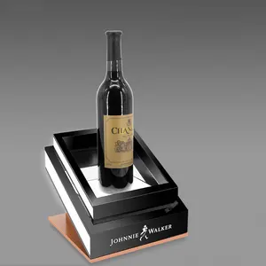 Acryl Wein Schnaps glas halter Tablett Display Stand LED Weinflasche Benutzer definierte LED Flasche Display Bier Whisky Flaschen ständer