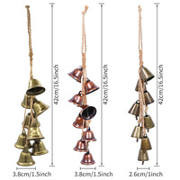 Cloche de sorcière vintage en fer de 38 mm personnalisée OEM avec corde en jute, clochettes suspendues plaquées antique pour décoration de porte de Noël et de fêtes