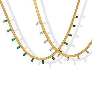 <span class=keywords><strong>Alin</strong></span> Plaqué Or Pierres Imperméables Bijoux en Acier Inoxydable Pour Femmes Collier Cadeau Spécial Accessoires Pour Filles - Product Image 1