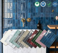 Carreaux muraux autocollants 3D intelligents et amovibles de 11,4 x 9 pouces pour cuisine et salle de bain, bleu