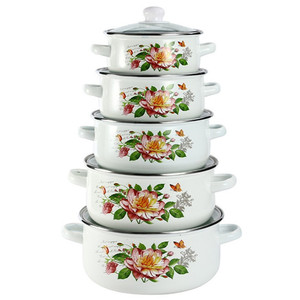 <span class=keywords><strong>Set</strong></span> di 5 Pentole in Ghisa Smaltata per Campeggio, Marca Cooks Tradition, con Coperchio in Vetro, Adatte al Forno e Lavabili in Lavastoviglie - Product Image 5