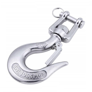 Stainless Steel American Type Fork Swivel Cargo <strong>Hook</strong> <strong>with</strong> Safety Latch Rotating <strong>Lifting</strong> <strong>Hook</strong> for Chain Hoist Crane Rigging - Product Image 2