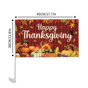 Drapeau de fenêtre de voiture à thème Thanksgiving à prix avantageux, 12x18 pouces, logo personnalisé, Turquie - Product Image 5