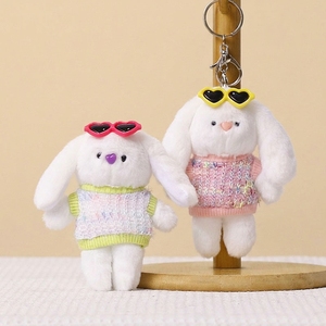 Gantungan Kunci Boneka Kelinci Mini Lucu Grosir, OEM, Boneka Plush Lembut, Maskot Kelinci Bulu Halus, Mainan Hewan Boneka untuk Hadiah - Product Image 1
