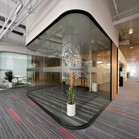 Interior Sliding Glass Door System Room Divider Partition Modern Office Commercial Glass Partition Wall for Fit Out