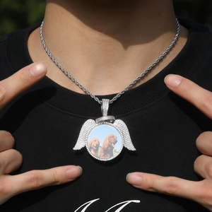 35mm 45mm 69mm círculo imagen foto colgante alas de Ángel colgantes sublimación collares joyería espacios en blanco - Product Image 4