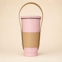 Manchon à café réutilisable en cuir de qualité supérieure avec poignée pour le marché européen, sac de luxe pour la vente au détail