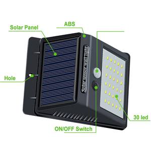 Lampe murale solaire à détecteur de mouvement 30 LED, éclairage de sécurité extérieur pour jardin, couleur lumière du jour, étanche, montage mural - Product Image 3
