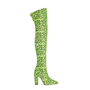 <span class=keywords><strong>Botas</strong></span> de <span class=keywords><strong>mujer</strong></span> elásticas con estampado de leopardo, de ante sintético, por encima de la rodilla, con punta puntiaguda, tacón de bloque, <span class=keywords><strong>sin</strong></span> cordones, para pantorrillas anchas, talla extendida 45 - Product Image 3