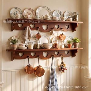 Wooden Heart-Shaped Wall Shelf 92cm Single Layer Entryway Bedroom Living Room Storage <b>Rack</b> - Product Image 4