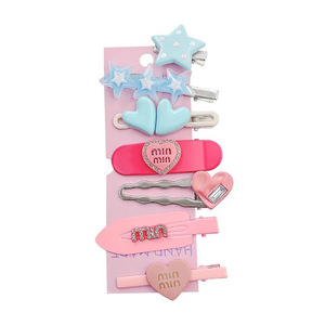 <b>Star</b> Hair <b>Clips</b> For Women Side <b>Clip</b> 6 Cm Heart <b>Star</b> Rhinestone Glitter Letter Daily Use High Quality Hair Accessory Set - Product Image 5