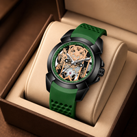 Reloj Deportivo para Hombre de 44 mm con Correa de Silicona, Cristal Reforzado con Minerales, Esfera Luminosa, Resistente al Agua, Diseño Hueco de Cuarzo