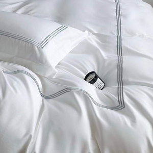 Fodera per cuscino larga in cotone satinato 100% bianco ricamato stile hotel, ecologica, traspirante, personalizzabile, con bordo dritto - Product Image 5