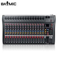 Table de Mixage Audio Professionnelle en Gros 6 8 12 16 Canaux USB DJ, Console de Mixage Sonore avec Alimentation Fantôme 48V et Amplificateur de Moniteur