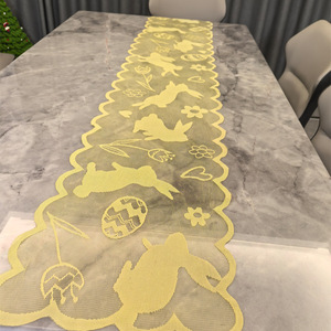 DAMAI 13x72in Disposable Embroidered Lace Rectangle <b>Table</b> Runner for Easter Weddings Outdoor Celebrations-3 Colors Available - Product Image 4