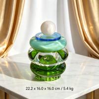 Bonbonnière Perla en cristal faite à la main, boîte de rangement décorative en verre, ornement de table de luxe pour la maison, cadeau personnalisé en cristal