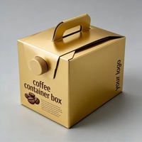 Boîte à café et boissons en papier kraft durable, jetable, biodégradable, écologique, recyclable, avec impression numérique et poignée, pour restaurants