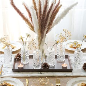 <span class=keywords><strong>Vasi</strong></span> in Vetro Cilindrici Piccoli <span class=keywords><strong>con</strong></span> Motivo a Diamante in Rilievo per Centrotavola e Decorazioni Domestiche - Product Image 4