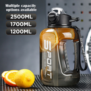 Pichet à eau de grande capacité 1,7 L demi-gallon sans BPA étanche marqueur de temps motivationnel bouteille d'eau de sport avec paille - Product Image 5