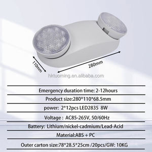 Twin <b>LED</b> Emergency <b>Light</b> Building Emergency <b>Lights</b> ABS Plastic <b>Rechargeable</b> Fire Safety Emergency Lamp Surface Dualhead Mounted - Product Image 2
