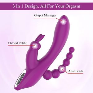 Masseur clitoridien et anal 3 en 1 avec moteurs doubles silencieux, 7 modes de vibration, vibromasseur G-spot, jouets pour adultes - Product Image 3