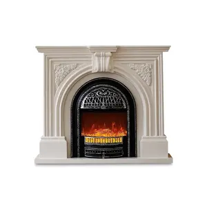 761-1300法式壁炉装饰柜实木家居别墅客厅白色仿真火焰电加热
