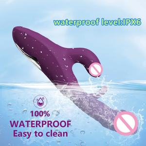 <span class=keywords><strong>3</strong></span>-in-1 kadın elektrikli teleskopik yapay penis vibratörler şarj edilebilir el masaj aleti üçlü g-noktası isı Flap sting sting Masturbators - Product Image 5