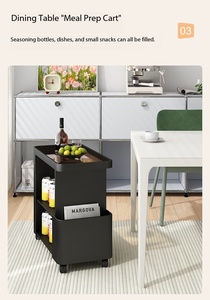 Mesa Auxiliar Móvil Moderna con Ruedas <span class=keywords><strong>y</strong></span> Estantes Abiertos para Sala de Estar, Dormitorio u Oficina, Mesa Auxiliar Rodante Estrecha con Espacio de Almacenamiento - Product Image 4
