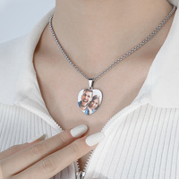 Winwinwin Oem – collier en acier inoxydable avec impression couleur pour Couple, musique, cœur, Photo, personnalisé
