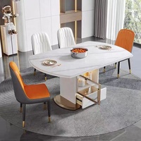 Rosegia Modernes Stahl Ausziehbares Klappbares Esszimmer-Set mit Marmortischplatte und 8 Stühlen