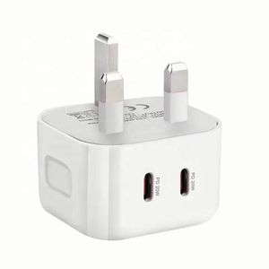 UK <b>Plug</b> 40w Fast Charging PD <b>Type</b> <b>c</b> <b>Adapter</b> 3pin Socket Dual Usb <b>C</b> Wall Charger Power <b>Adapter</b> with Retail Box - Product Image 4