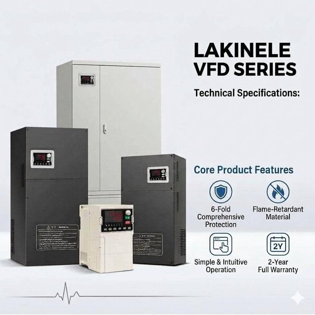 LAKINELE Variable Frequency Drive VFD 220V 1PH Input to 380V 3PH Output 2.5kW7.5HP Frequency Converter with 6 Protections