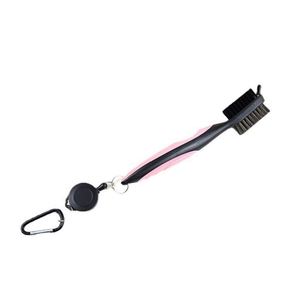 Brosse de golf légère et élégante personnalisée et nettoyeur de rainures de clubs avec mousqueton en aluminium rétractable à fermeture éclair - Product Image 3