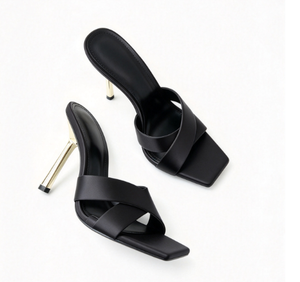 Zapatos de Tacón Alto de 9 cm con Punta Cerrada y Tira Trasera para Mujer, Zapatos de Verano de PU - Product Image 3