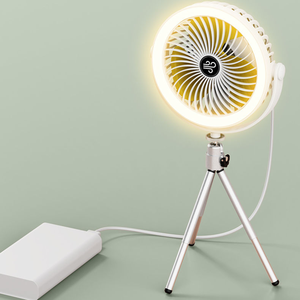 Ventilateur de camping avec lumière LED, 3 vitesses réglables, ventilateur de circulation d'air de bureau, rechargeable par USB, ventilateur de circulation d'air multifonction - Product Image 2