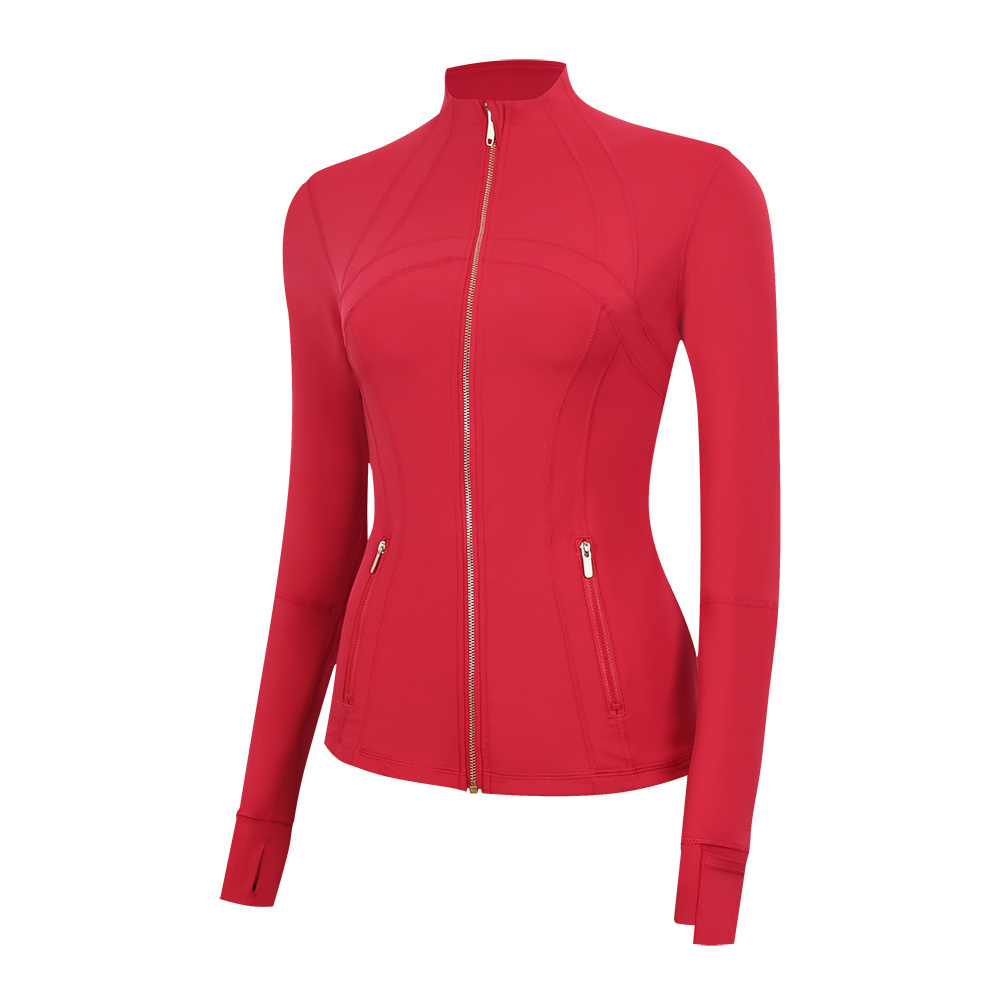 Original Define Original Label Gold Zipper Breathable for Yoga Fitness Jacket Stand Collar Long Sleeve Running Sports