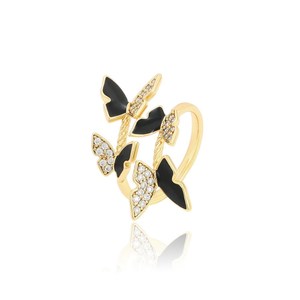 A00895427 Xuping gioielli squisita farfalla di alta qualità anello aperto da donna in oro 14 carati anello di protezione ambientale anello di rame - Product Image 1