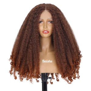 Offre Spéciale 13*4*1 Perruques bouclées pour femmes à la mode africaine Perruques à l'avant <span class=keywords><strong>Coiffure</strong></span> à explosion naturelle <span class=keywords><strong>Cheveux</strong></span> longs et ondulés pour femmes noires - Product Image 6